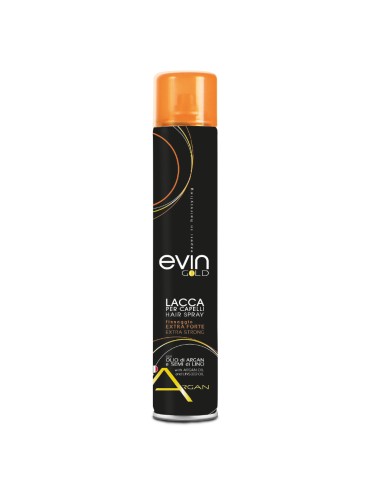 EVIN GOLD LACCA EXTRA FORTE Evin HAIR SPRAY OLIO DI ARGAN SEMI DI LINO 750 ML - prodotti per parrucchieri - hairevolution pro...